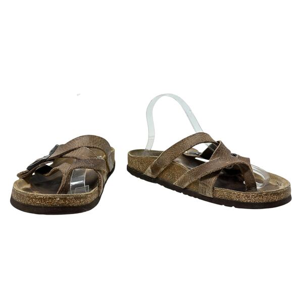 Birkenstock Temara Sandals Leather Buckle Flat Brown Size 41 US 10 10.5 - Picture 6 of 14